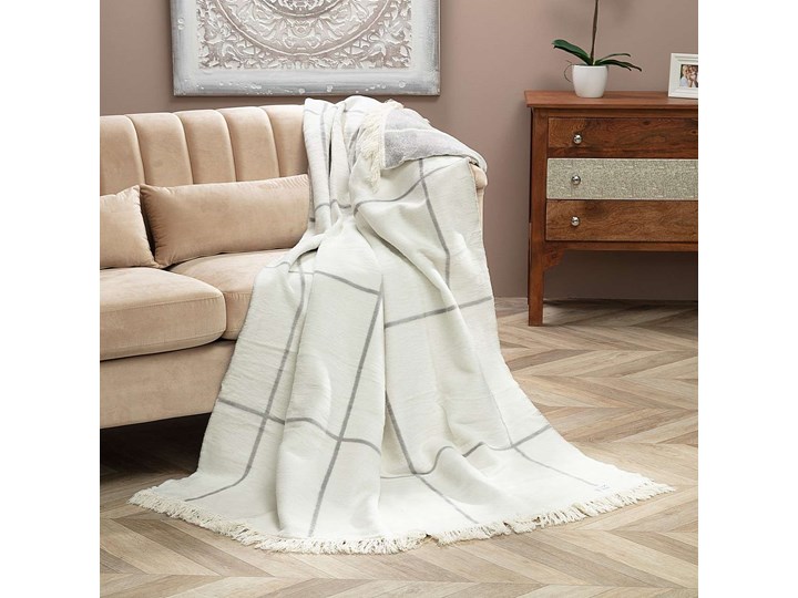 Koc Cosy Home 150x200 Grey&Ecru Check, 150 x 200 cm Bawełna 150x200 cm Akryl Kolor Biały