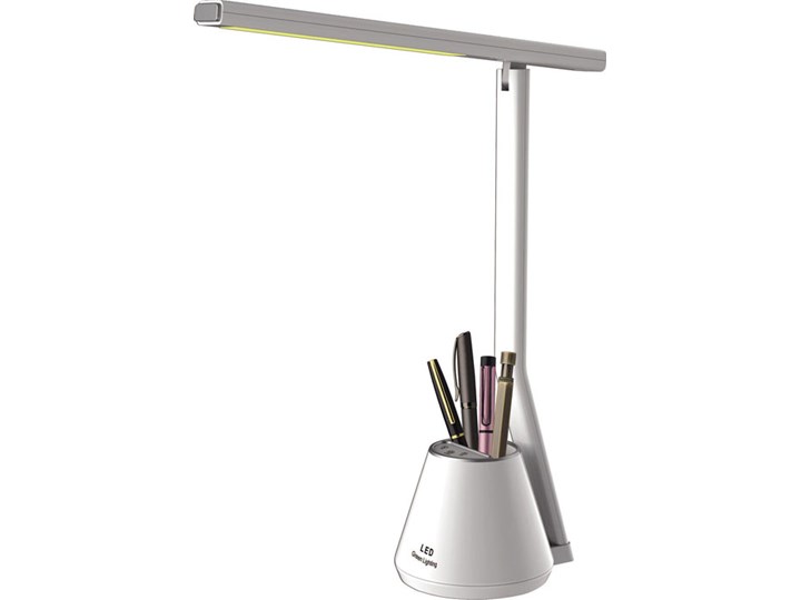Biała lampka LED na biurko z pojemnikiem - S253-Defis Tworzywo sztuczne Lampa biurkowa Metal Lampa LED Wysokość 45 cm Kategoria Lampy stołowe