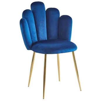 Krzesło muszelka Glamour DC-1800 niebieskie, welur, złote nogi