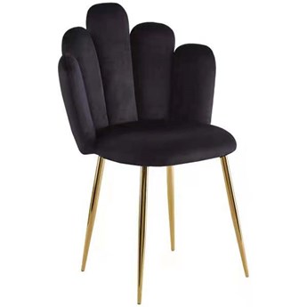 Krzesło Glamour DC-1800 czarne, złote nogi, welur