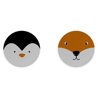 Zestaw 2 mat stołowych Little Nice Things Fox & Penguin, ⌀ 32 cm