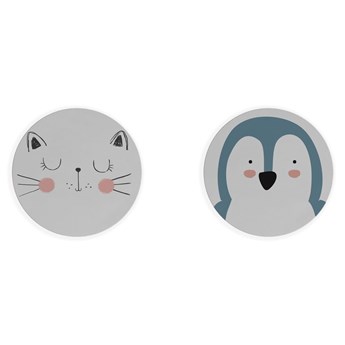 Zestaw 2 mat stołowych Little Nice Things Cat & Penguin, ⌀ 32 cm