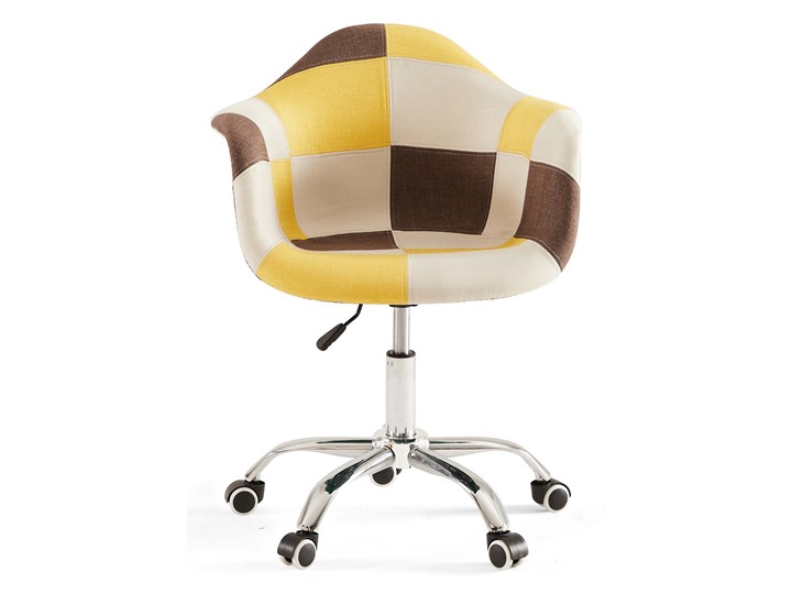 Krzesło obrotowe ART105C patchwork żółty Tworzywo sztuczne Tapicerowane Styl Nowoczesny Metal Tkanina Rodzaj(n) Krzesła