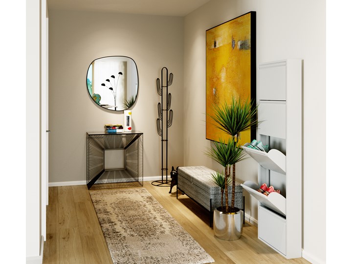 Konsola Dimension 81x36 cm czarna Z samym blatem Kategoria Konsole Stal nierdzewna Szerokość 81 cm Wysokość 81 cm Szkło Pomieszczenie Salon