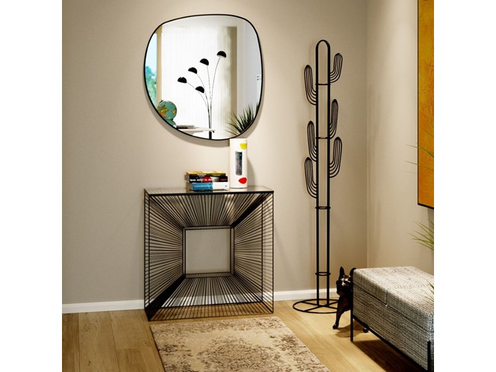 Konsola Dimension 81x36 cm czarna Szkło Z samym blatem Stal nierdzewna Wysokość 81 cm Szerokość 81 cm Pomieszczenie Przedpokój