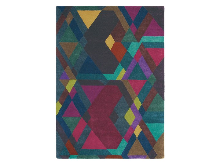 Kolorowy dywan geometryczny MOSAIC DEEP PURPLE Dywany Nakładki schodowe 250x350 cm 170x240 cm Prostokątny 140x200 cm 200x280 cm Wełna Kolor Szary