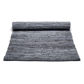 Szary dywan skórzany z recyclingu LEATHER DARK GREY