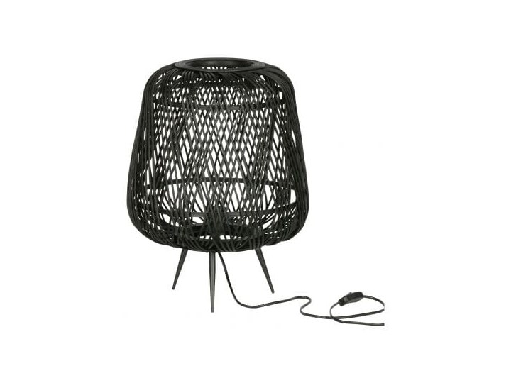 Lampa stołowa Moza bambusowa czarna Kolor Czarny Drewno Wysokość 48 cm Stal Lampa z kloszem Styl Vintage