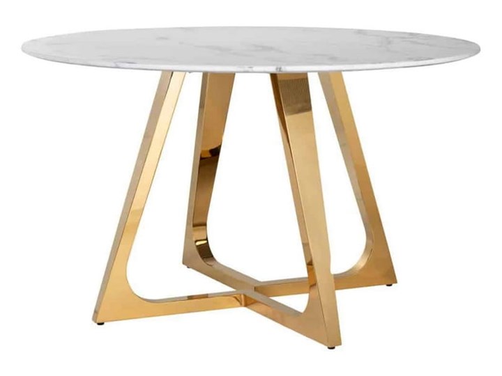 Stół Richmond Dynasty blat marmur nogi złote Stal Wysokość 76 cm Rozkładanie