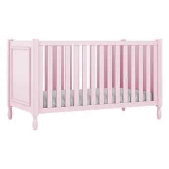 Różowe eleganckie łóżeczko dziecięce z ozdobnymi nóżkami