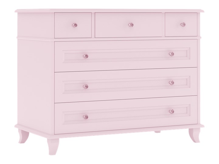 Różowa komoda dziecięca Glamour Płyta MDF Szerokość 110 cm Z szufladami Drewno Głębokość 48 cm Wysokość 87 cm Szerokość 106 cm Kolor Różowy