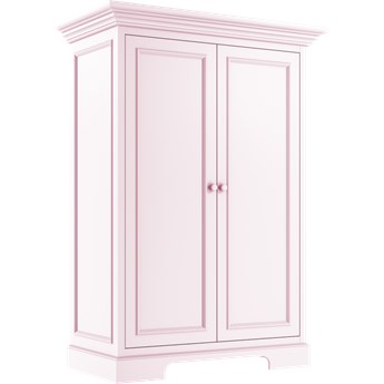 Różowa klasyczna szafa dwudrzwiowa z eleganckim frezowaniem