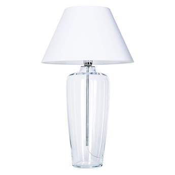 Szklana transparentna lampa stołowa Bilbao biały klosz