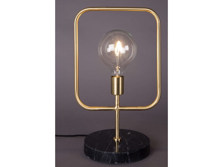 Lampa stołowa Cubo Dutchbone Mosiądz Stal Lampa z abażurem Styl Vintage Drewno Metal Styl Nowoczesny