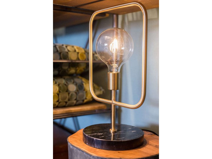 Lampa stołowa Cubo Dutchbone Mosiądz Drewno Metal Lampa z abażurem Stal Styl Vintage