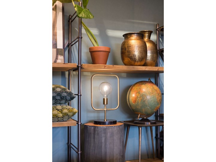 Lampa stołowa Cubo Dutchbone Metal Drewno Mosiądz Stal Lampa z abażurem Styl Vintage