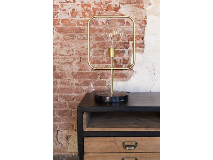 Lampa stołowa Cubo Dutchbone Drewno Metal Lampa z abażurem Stal Mosiądz Styl Vintage