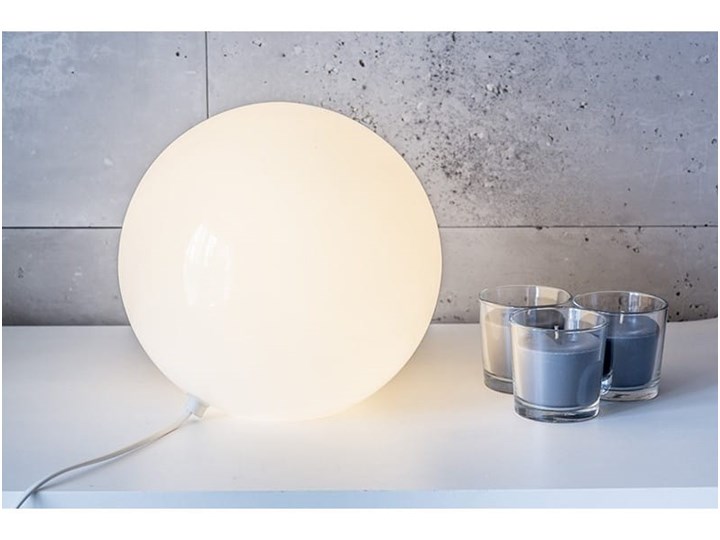 Szklana lampy stołowa biała kula Wysokość 23 cm Kolor Biały Stal Szkło Pomieszczenie Salon