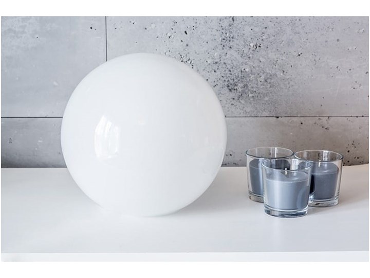 Szklana lampy stołowa biała kula Wysokość 23 cm Pomieszczenie Sypialnia Stal Szkło Pomieszczenie Salon