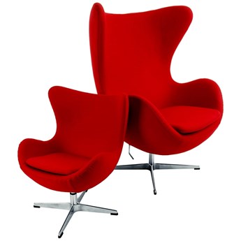 Czerwony Fotel dziecięcy Wełna Naturalna Inspirowany Projektem Egg Chair