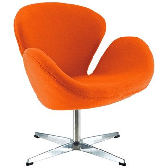 Pomarańczowy Fotel Wełna Naturalna Inspirowany Projektem Swan Chair
