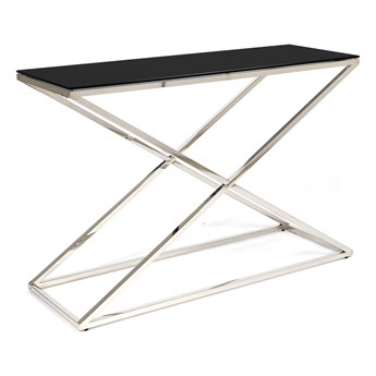 Konsola chromowana srebrna z czarnym blatem 120x40x78cm