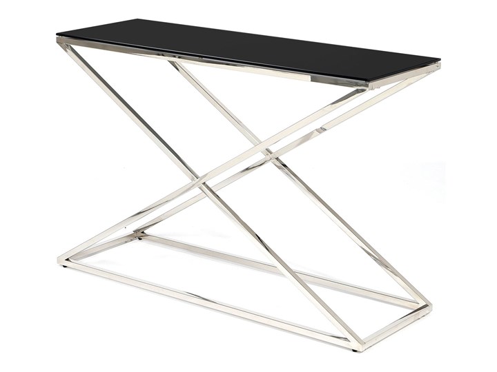 Konsola chromowana srebrna z czarnym blatem 120x40x78cm Głębokość 40 cm Stal nierdzewna Styl Nowoczesny Szerokość 120 cm Wysokość 78 cm Lustro Styl Glamour