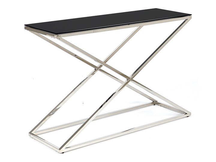 Konsola chromowana srebrna z czarnym blatem 120x40x78cm Styl Skandynawski Wysokość 78 cm Stal nierdzewna Szerokość 120 cm Lustro Głębokość 40 cm Styl Glamour