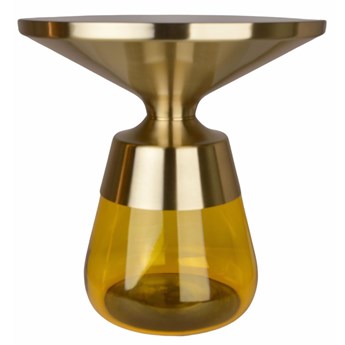 Stolik kawowy metalowy z żółtym szkłem 50x50cm