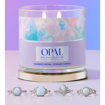 Charmed Aroma sojowa świeca zapachowa z biżuterią 12 oz 340 g Pierścionek - Opal