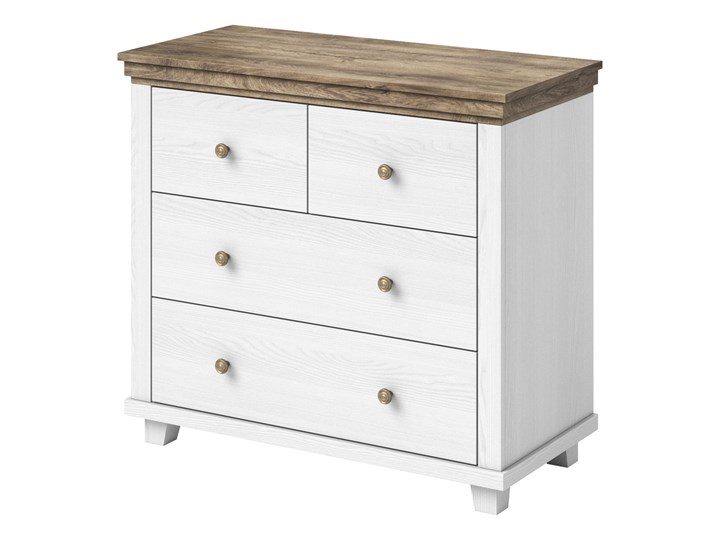 Pojemna komoda z czterema szufladami do sypialni Evora 90x81x42 Szerokość 90 cm Z witrynami Głębokość 42 cm Płyta MDF Wysokość 81 cm Styl Nowoczesny
