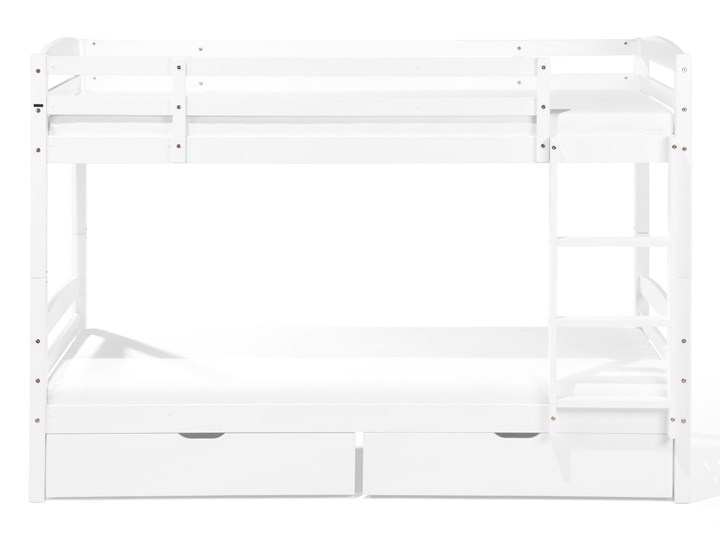 Beliani Łóżko dziecięce piętrowe z szufladami białe drewniane z drabinką 90 x 200 cm Skandynawski design