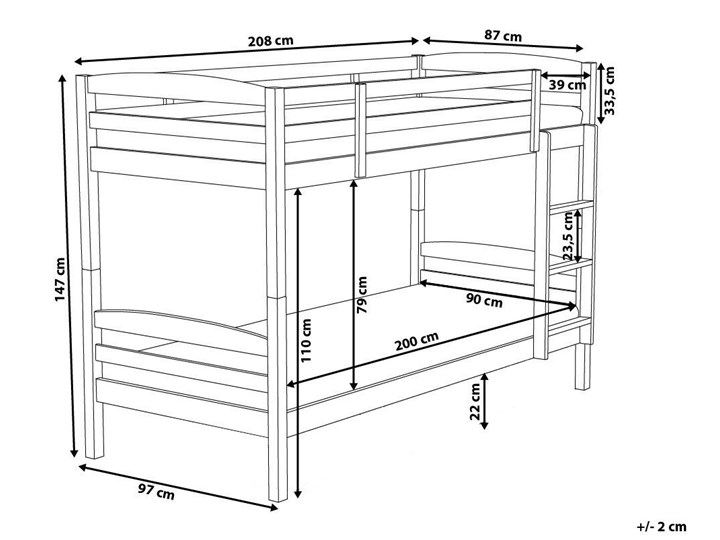 Beliani Łóżko dziecięce piętrowe białe drewniane z drabinką 90 x 200 cm Skandynawski design Drewno Kategoria Łóżka dla dzieci Łóżko piętrowe Rozmiar materaca 90x200 cm