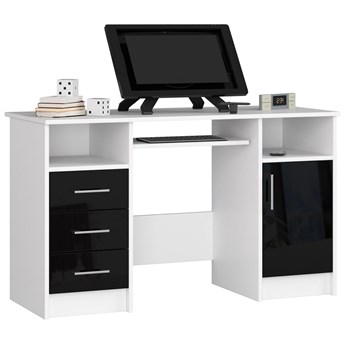Biało-czarne biurko z szafką połysk - Delian 4X