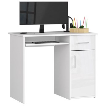 Białe biurko komputerowe połysk - Esman 3X