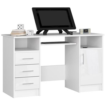 Białe biurko z szufladami połysk - Delian 4X