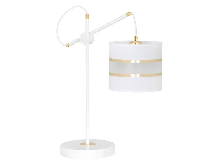 Biała lampka nocna z abażurem - D089-Narvis Wysokość 50 cm Styl Industrialny Lampa z abażurem Metal Lampa nocna Tkanina Kolor Biały