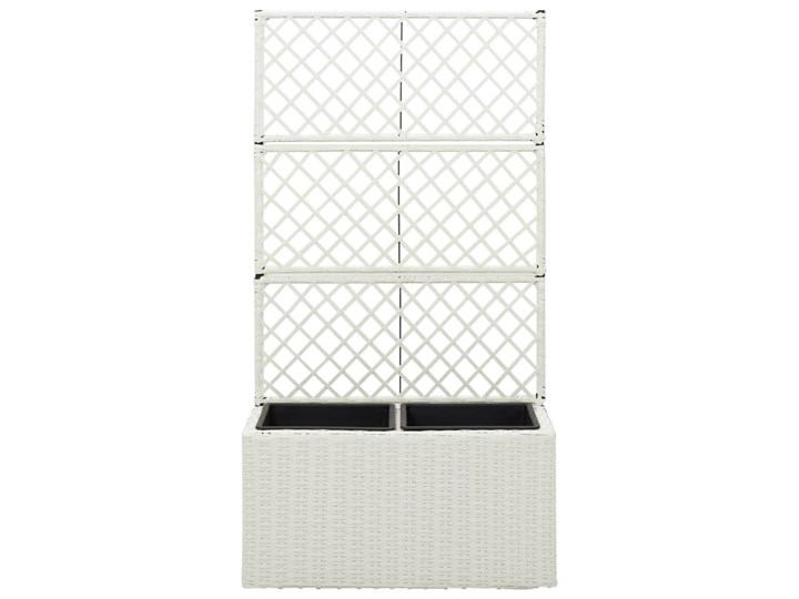 vidaXL Donica z kratką i 2 wkładami, 58x30x107 cm, polirattan, biała Metal Donica ogrodowa Prostokątny Kolor Biały