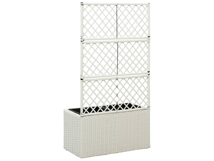 vidaXL Donica z kratką i 2 wkładami, 58x30x107 cm, polirattan, biała Prostokątny Donica ogrodowa Metal Kolor Biały