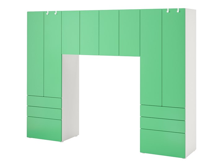 IKEA SMÅSTAD / PLATSA Regał, Biały/zielony, 240x42x181 cm