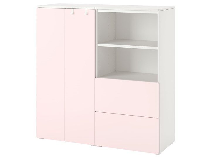 IKEA SMÅSTAD / PLATSA Regał, Biały/bladoróżowy, 120x42x123 cm Płyta MDF Na książki Płyta laminowana Płyta meblowa Kategoria Witryny