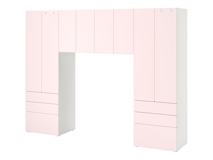 IKEA SMÅSTAD / PLATSA Regał, Biały/bladoróżowy, 240x42x181 cm