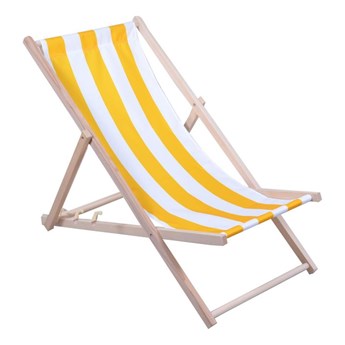Leżak plażowy drewniany biało-żółty Ołer Garden
