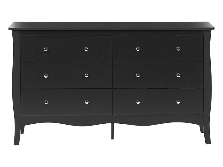 Beliani Komoda czarna szafka z 6 szufladami do salonu przedpokoju bieliźniarka do sypialni 75 x 130 cm styl prowansalski Styl Nowoczesny Głębokość 40 cm Kolor Czarny