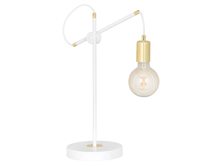 Biała metalowa lampka na biurko - D098-Dopio Styl Industrialny Wysokość 50 cm Lampa nocna Lampa biurkowa Kolor Złoty