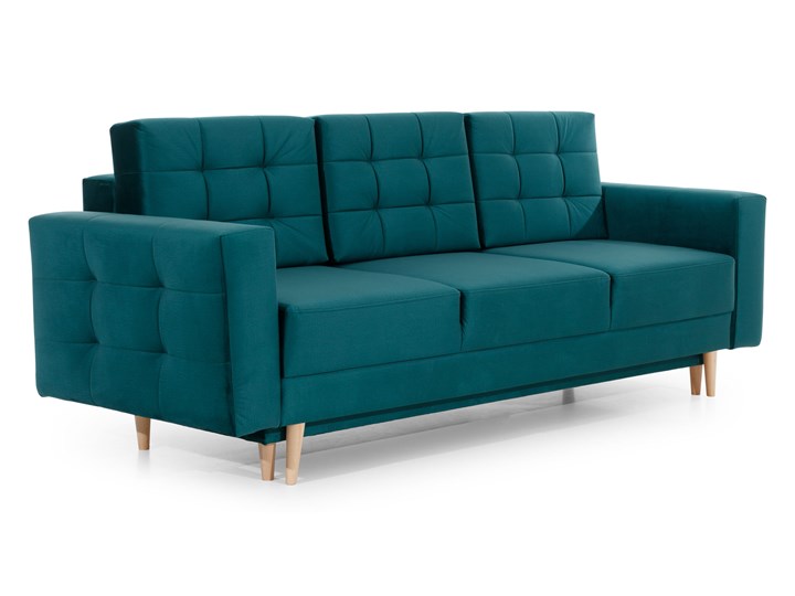 Pikowana sofa Asgard z funkcją spania typu DL i pojemnikiem na pościel 235x86x95