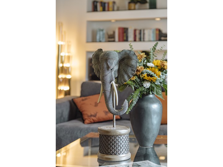 Figurka dekoracyjna Elephant Head Pearls 28x49 cm kolorowa Zwierzęta Kolor Wielokolorowy Tworzywo sztuczne Kolor Biały