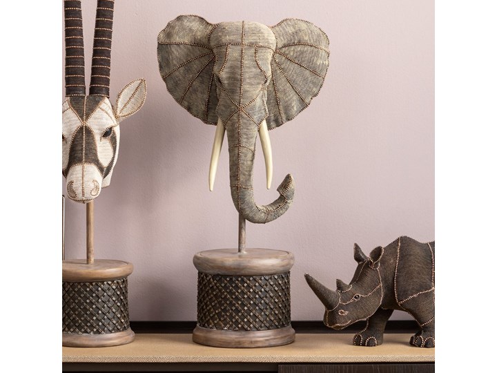 Figurka dekoracyjna Elephant Head Pearls 28x49 cm kolorowa Tworzywo sztuczne Zwierzęta Kategoria Figury i rzeźby