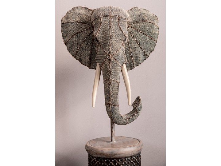 Figurka dekoracyjna Elephant Head Pearls 28x49 cm kolorowa Tworzywo sztuczne Zwierzęta Kolor Biały