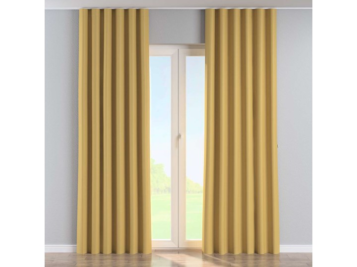 Zasłona na taśmie wave, musztardowy żółty o wyraźnej strukturze, 1szt 65 × 280 cm, Blackout - zaciemniające 65x280 cm Mocowanie Poliester Kolor Czarny